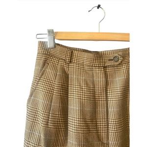 Talbots | Vintage 100% Wool Brown Plaid High Rise Pleated Pants | Size 4